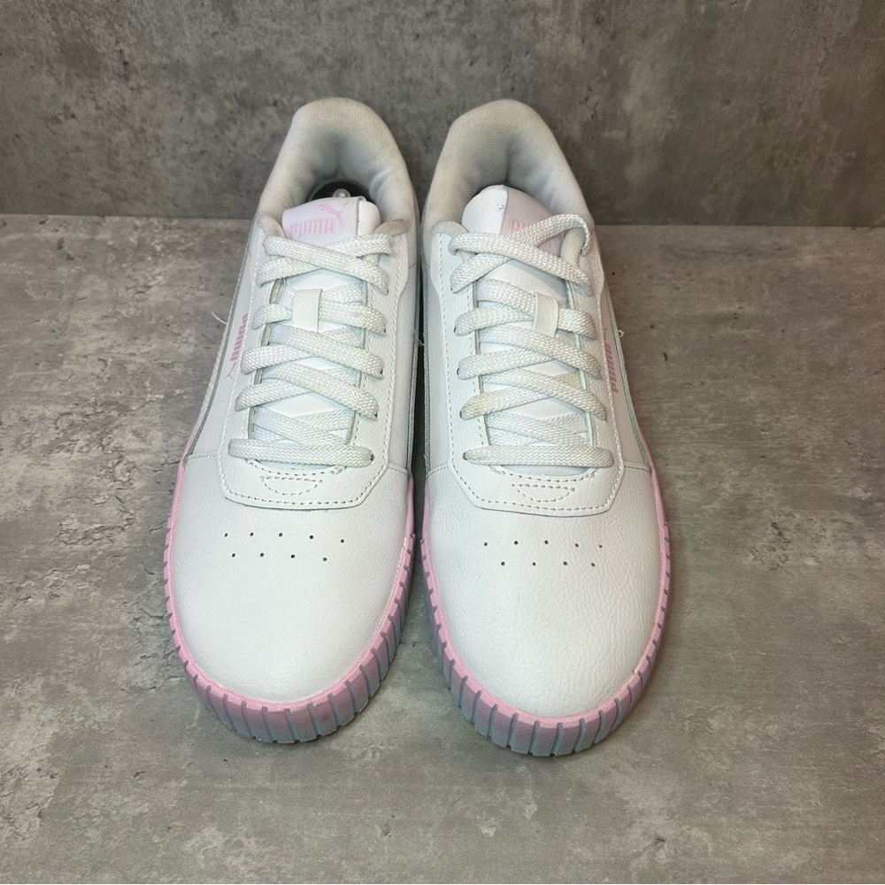Puma Carina 2.0 Leather Sneakers 392996-01 Womens sz 10 - white/pink - Picture 2 of 7